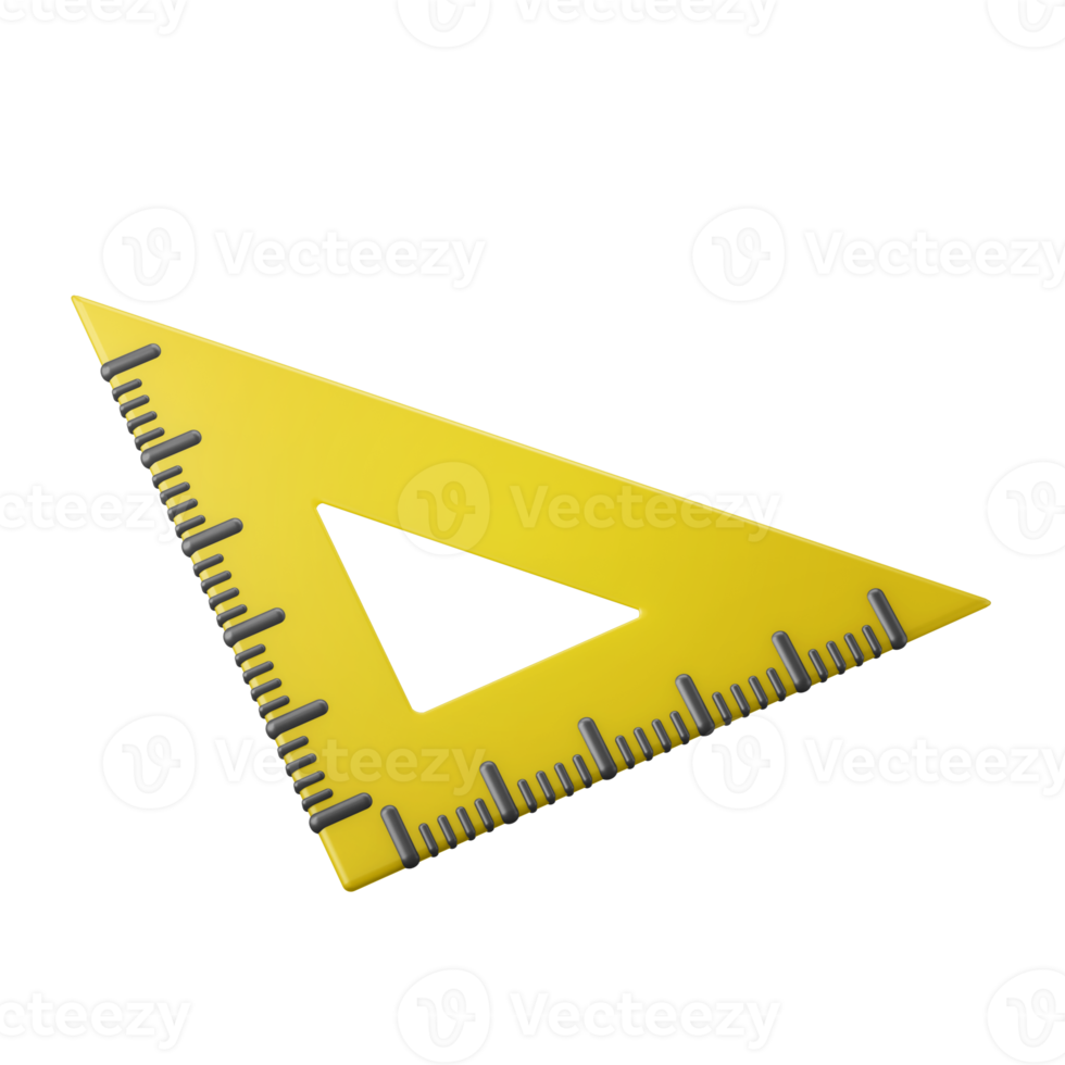 yellow triangle ruler 3d icon illustration png