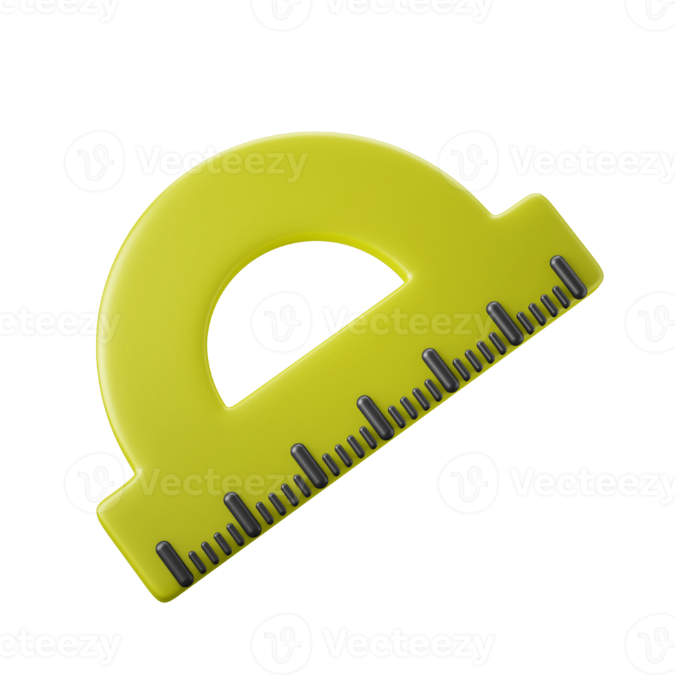 half disk protractor degrees ruler 3d icon illustration png