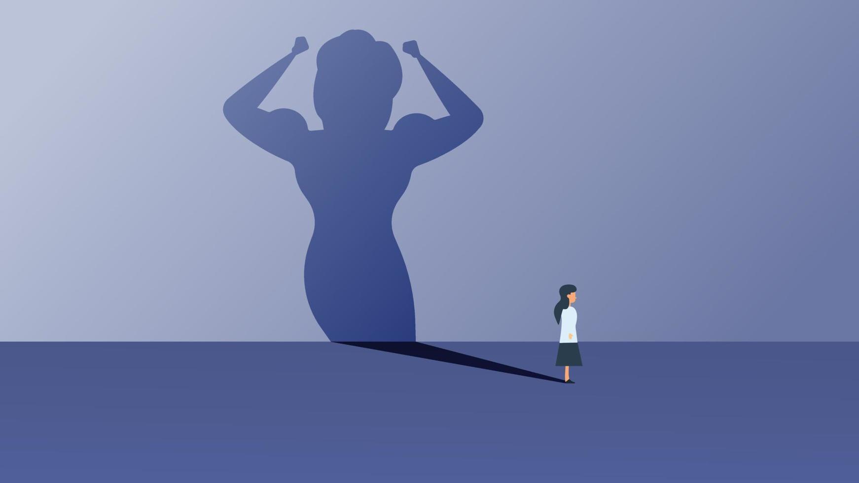 Business ambition leader woman vector illustration concept. Superwoman cape challenge leadership. Super shadow businesswoman success achievement. Career progress person goal. Motivation vision idea