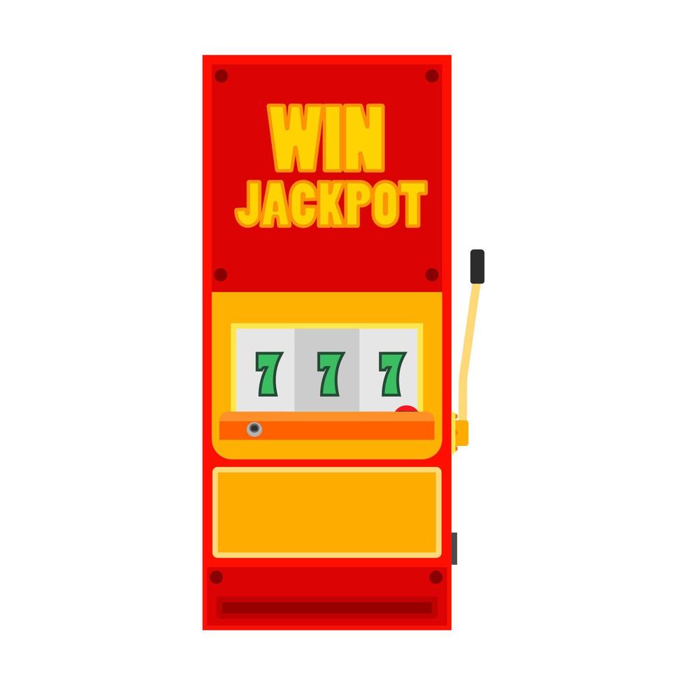 vista frontal del icono del vector del juego del casino de la máquina tragamonedas. jackpot apuestas vegas dinero ganar. suerte jugar oro girar mango bandido