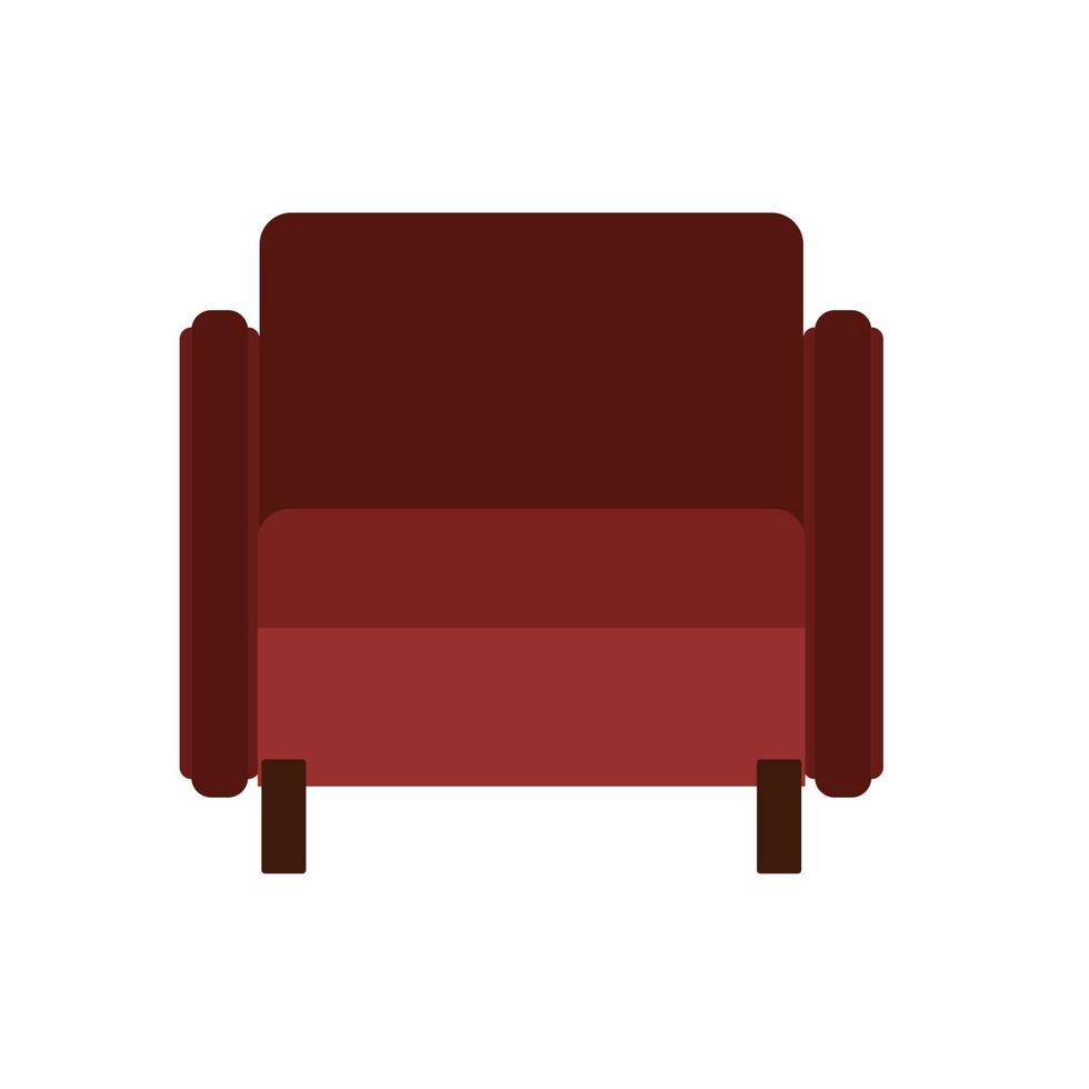 sillón vista frontal ilustración vectorial muebles interiores. icono de dibujos animados de sala de estar aislado. plano interior simple sentarse vector