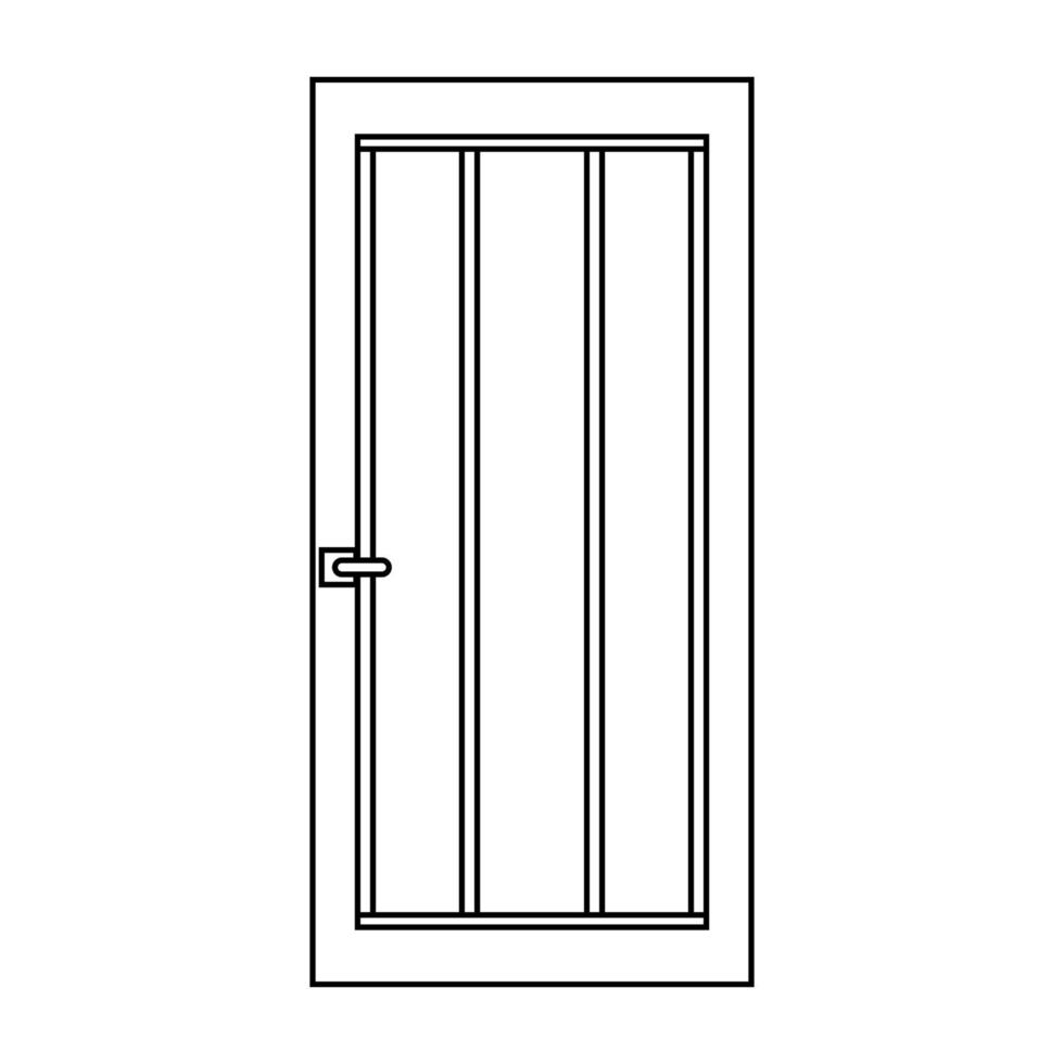 contorno de la casa de la ilustración del vector de la entrada de la puerta. puerta interior salida aislado blanco y frente arquitectura habitación línea delgada