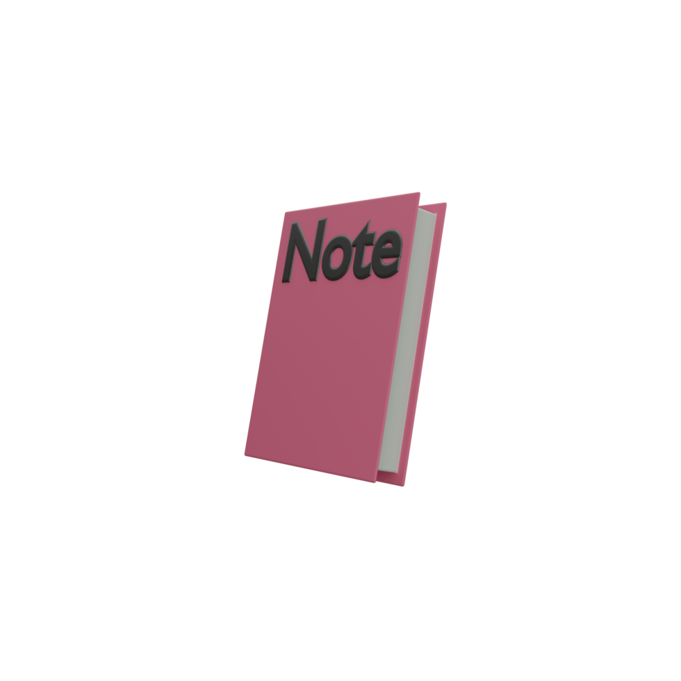 3d pink note book png
