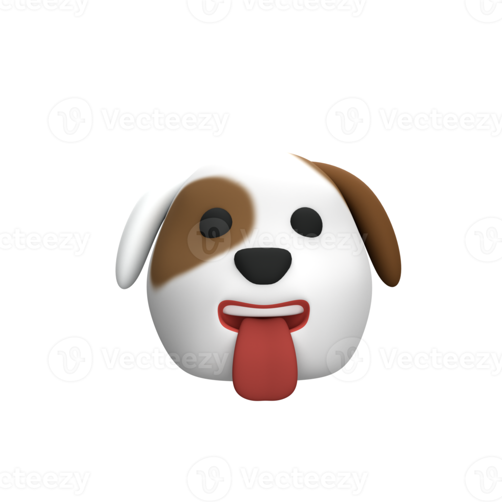 3D-Hund Emoji mit herausgestreckter Zunge png
