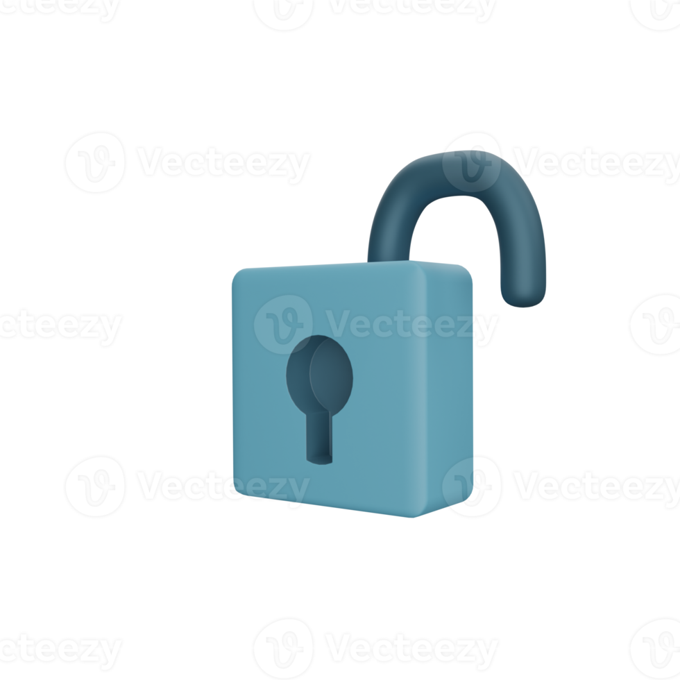 3D padlock unlock png