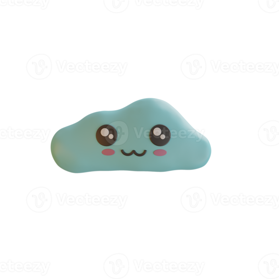 3d wolk emoji schattig glanzend gezicht png