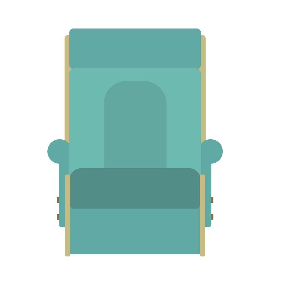 diseño de muebles de icono de vector de silla de salón. Relájese en el frente del símbolo de la habitación. asiento interior del sillón de dibujos animados. elemento de cubierta de sofá plano