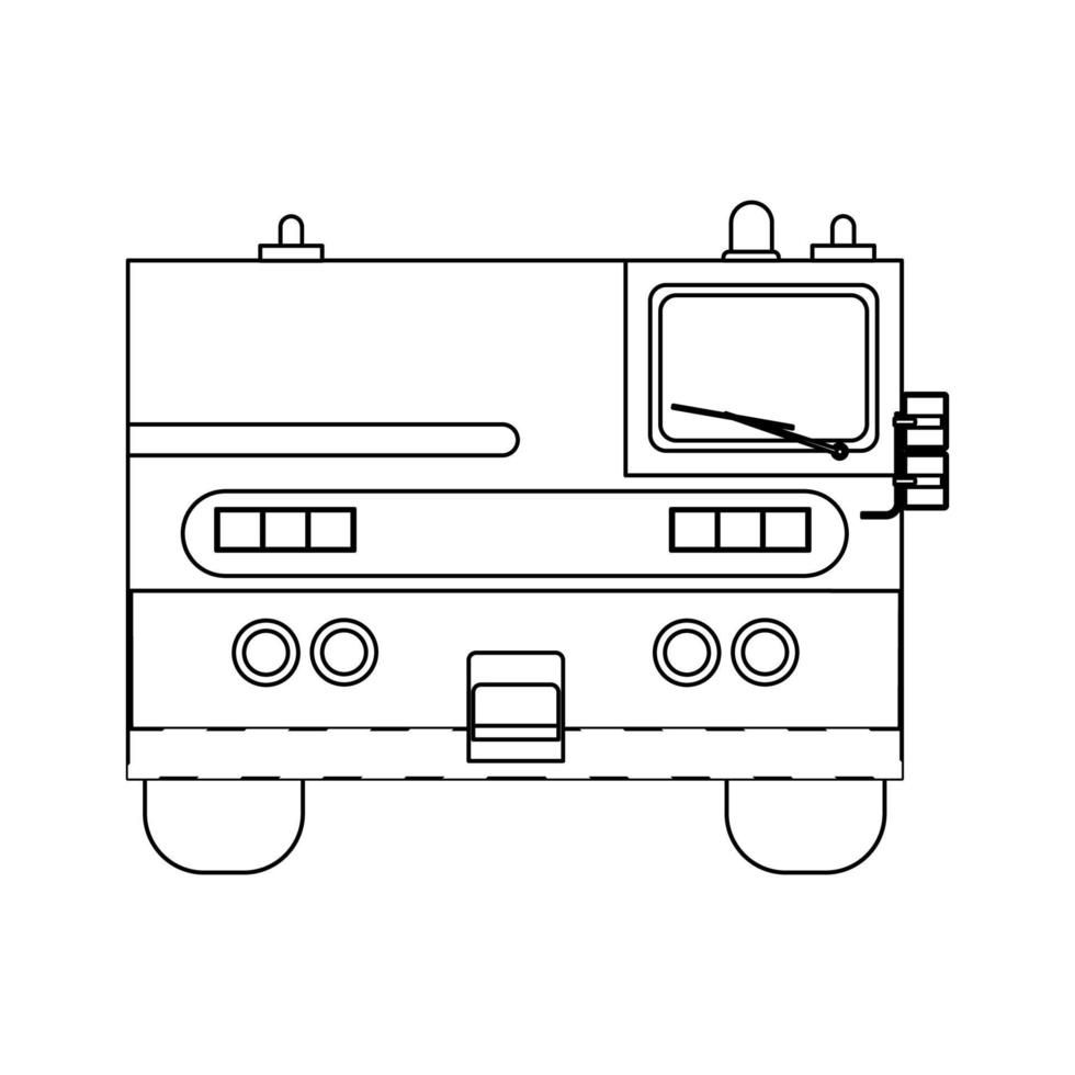 Airport tow truck transportation vector icon illustration outline. Vehicle aviation service transport isolated white line thin