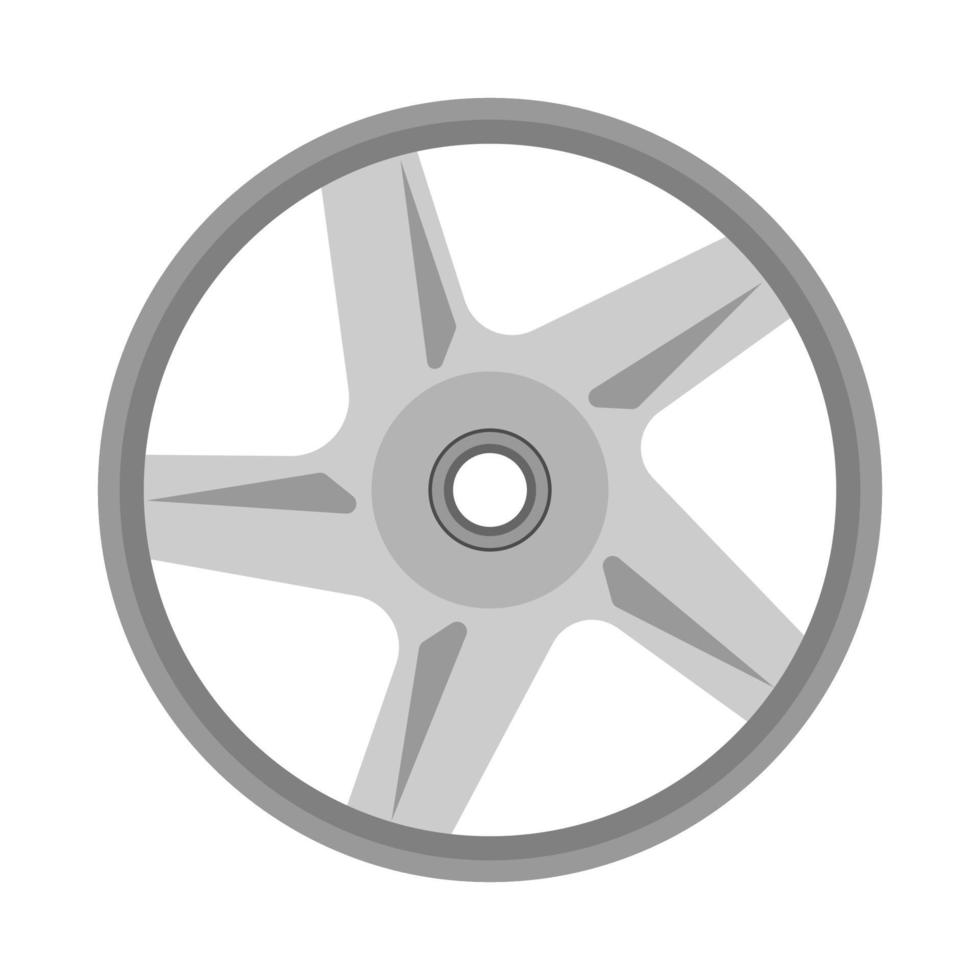 Alloy wheel front view icon engine garage equipment. Chrome car vector service isolated white