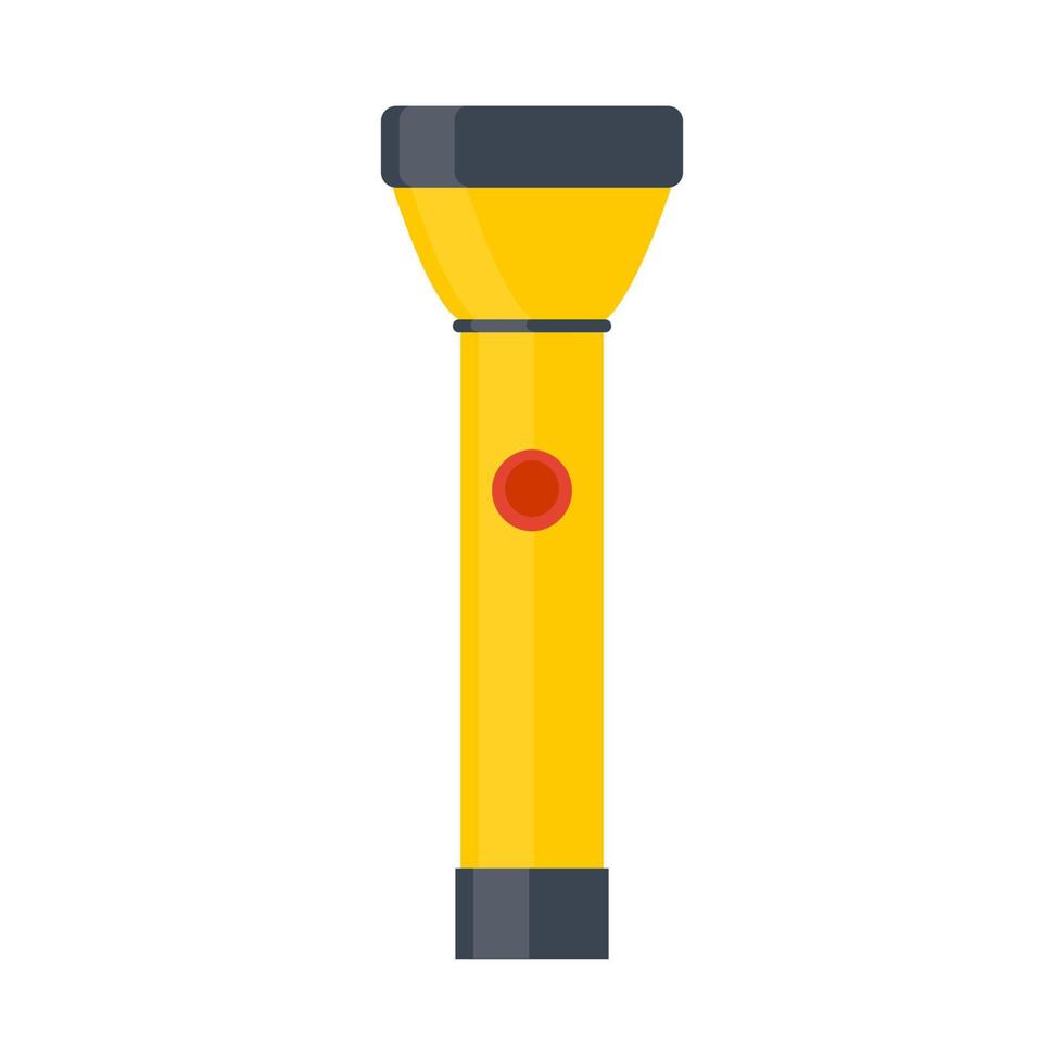 Flashlight yellow illustration vector bright light isolated. Electric beam icon equipment tool torch. Flat portable spot