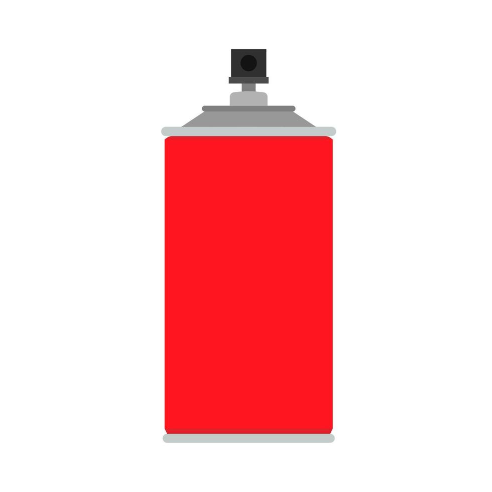 Spray paint can red graffiti aerosol vector icon equipment. Bottle tool street wall vandalism flat container