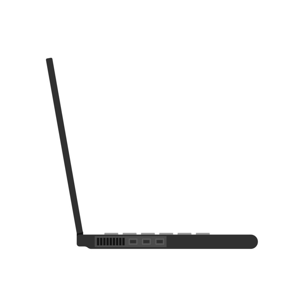 Laptop side view vector icon concept screen. Business computer office