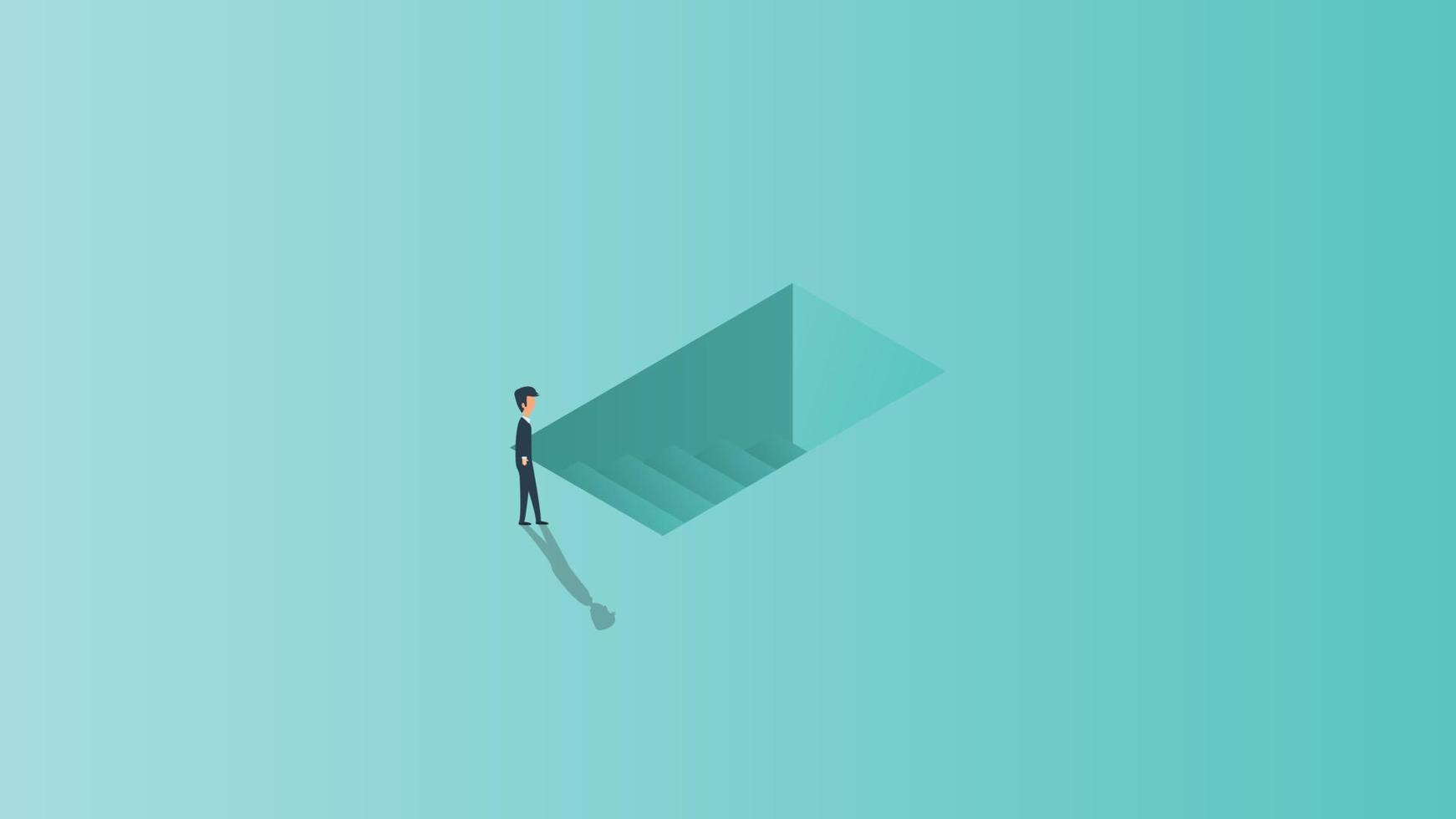 Career opportunity beginning leaving key business concept vector illustration. Success employment job person background. Progress choice human motivation. Professional businessman search idea future