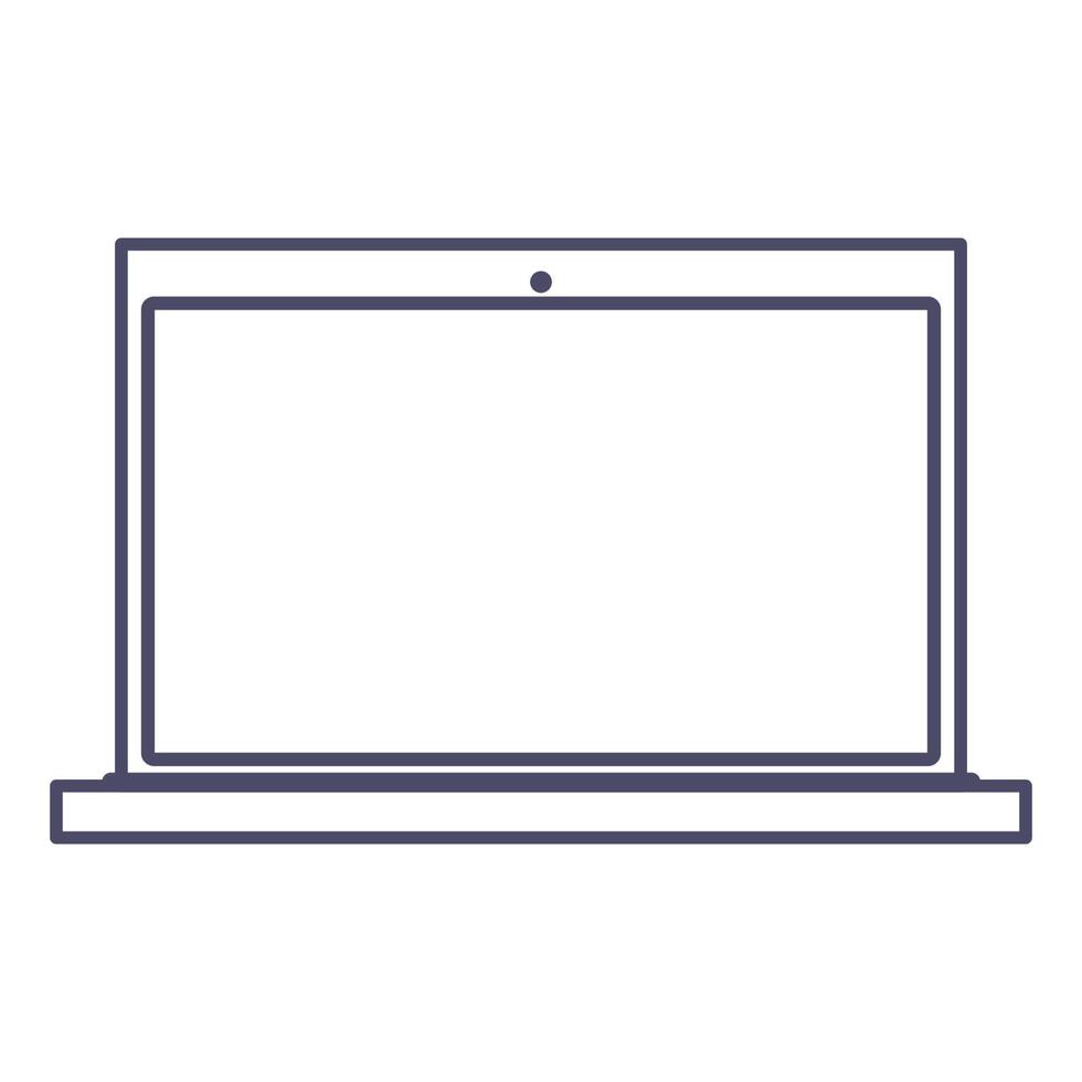 Laptop outline computer vector technology design illustration. Isolated white notebook screen and business modern icon. Communication device equipment line and pc display monitor. Portable office sign