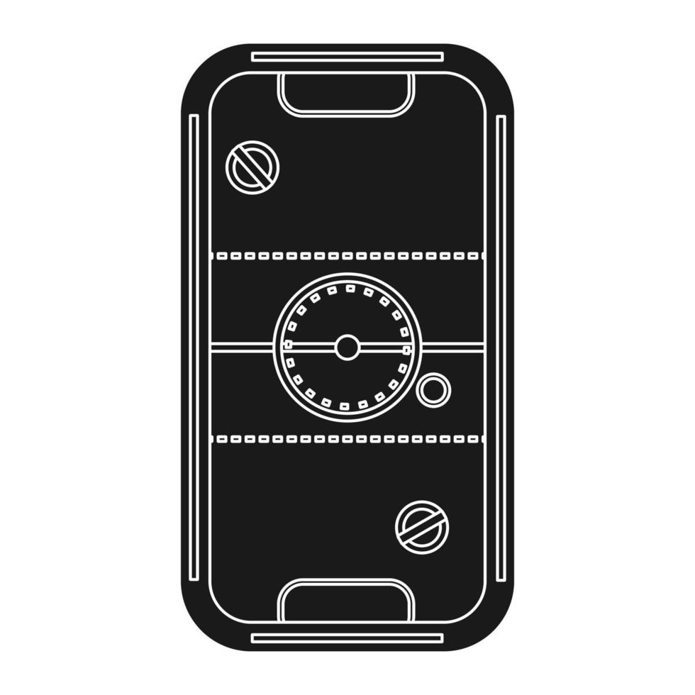Air hockey table game vector icon illustration solid black. Entertainment play fun isolated white background and indoor leisure competition