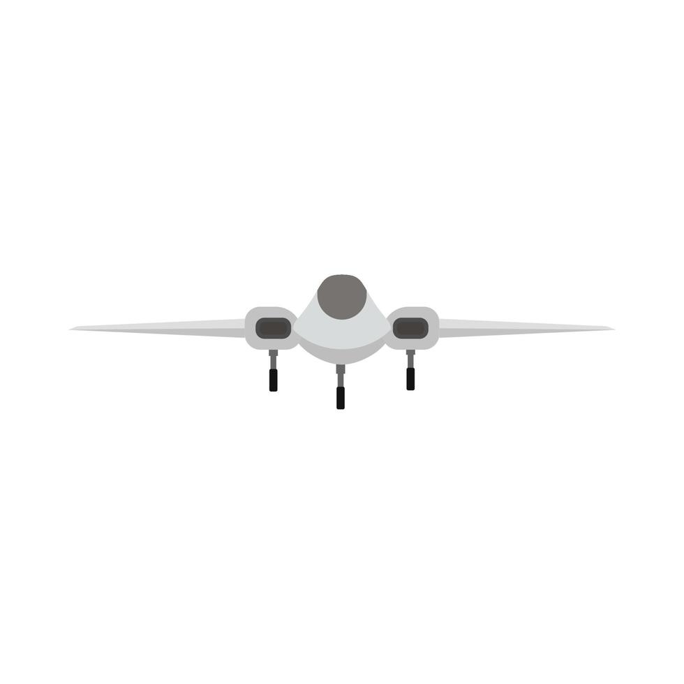 Jet fighter illustration transport warplane engine. Warfare military vehicle vector icon front view.