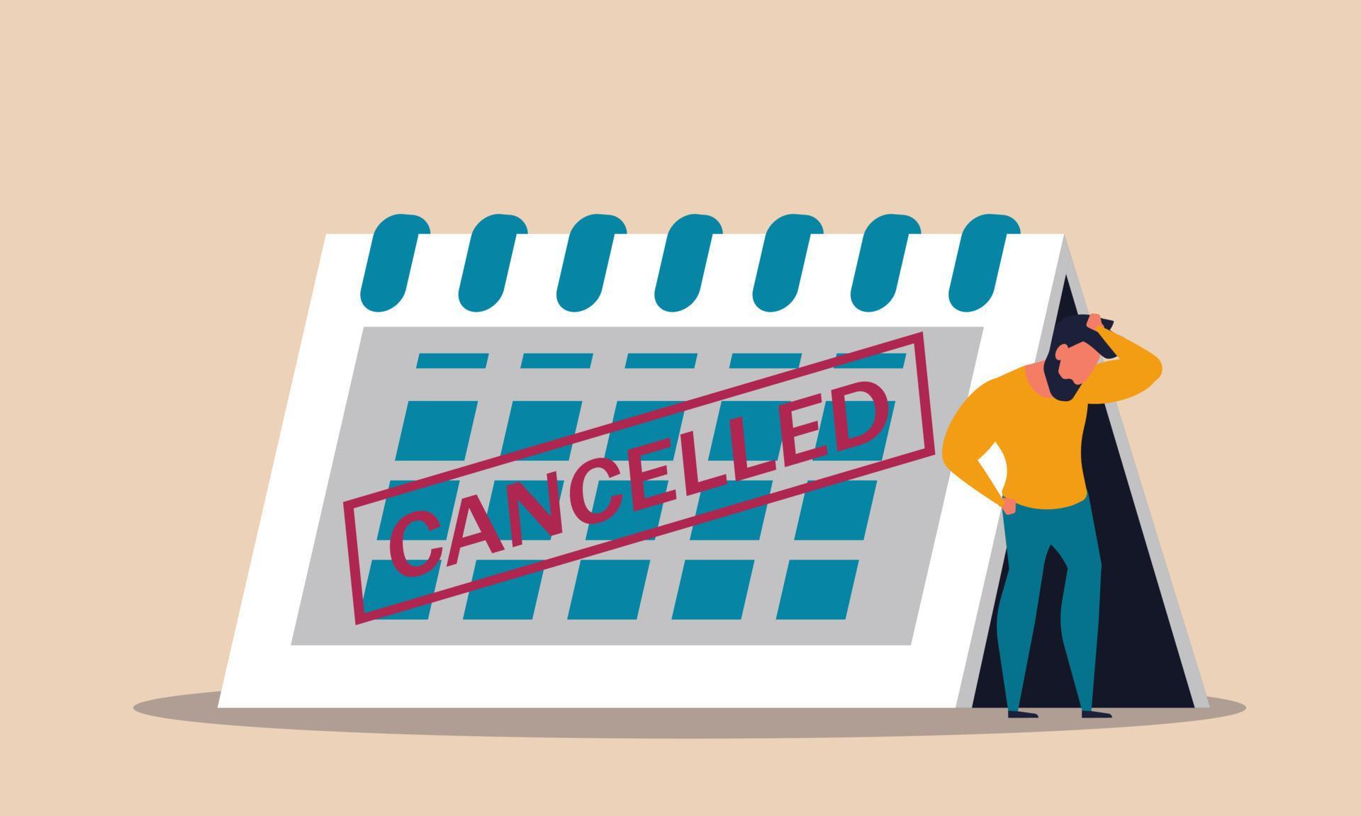 Postpone calendar event and meeting trip closed with canceled stamp