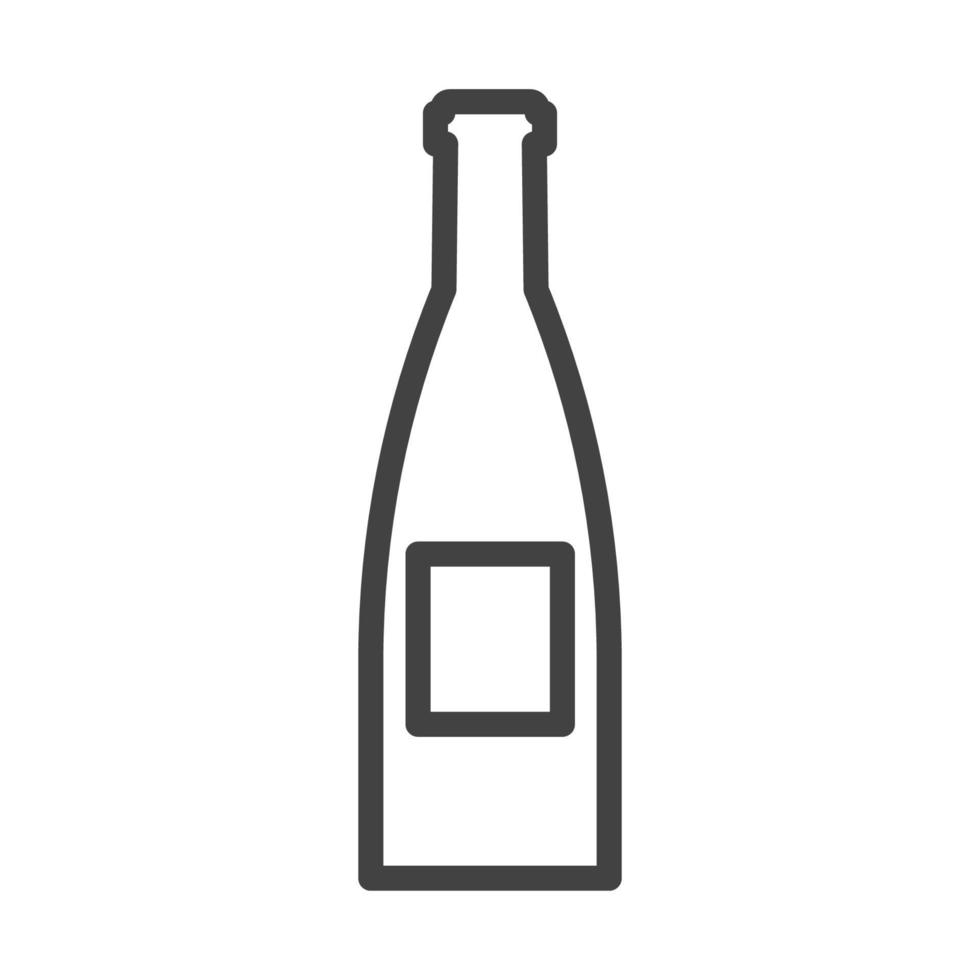 icono de ilustración de vector de bebida de vidrio de botella. símbolo de bebida de recipiente de plástico líquido y objeto de etiqueta de barra de alcohol. signo gráfico de comida refresco o cerveza blanco aislado. contorno producto silueta en blanco pub