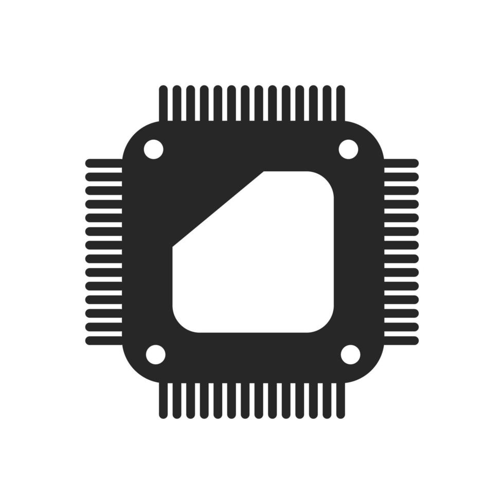 cpu chip tecnología vector digital electrónica. icono de placa de ilustración de procesador de computadora y hardware de tecnología de comunicación. microchip placa base ingeniería datum y símbolo pc core equipo dispositivo