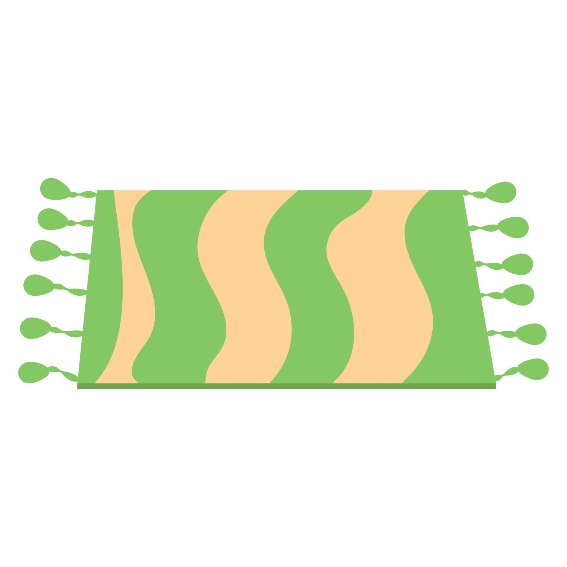 Carpet or cozy mat cartoon floor decoration interior. Round rug or roll