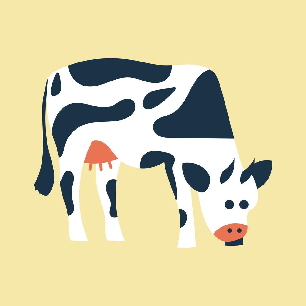 ilustración vectorial de animales de granja de vacas. ganado agricultura ganado dibujos animados y mamíferos domésticos aislados arte. icono de silueta de pie de toro de res y bovino de dibujo. verano rural simple vertebrado vector