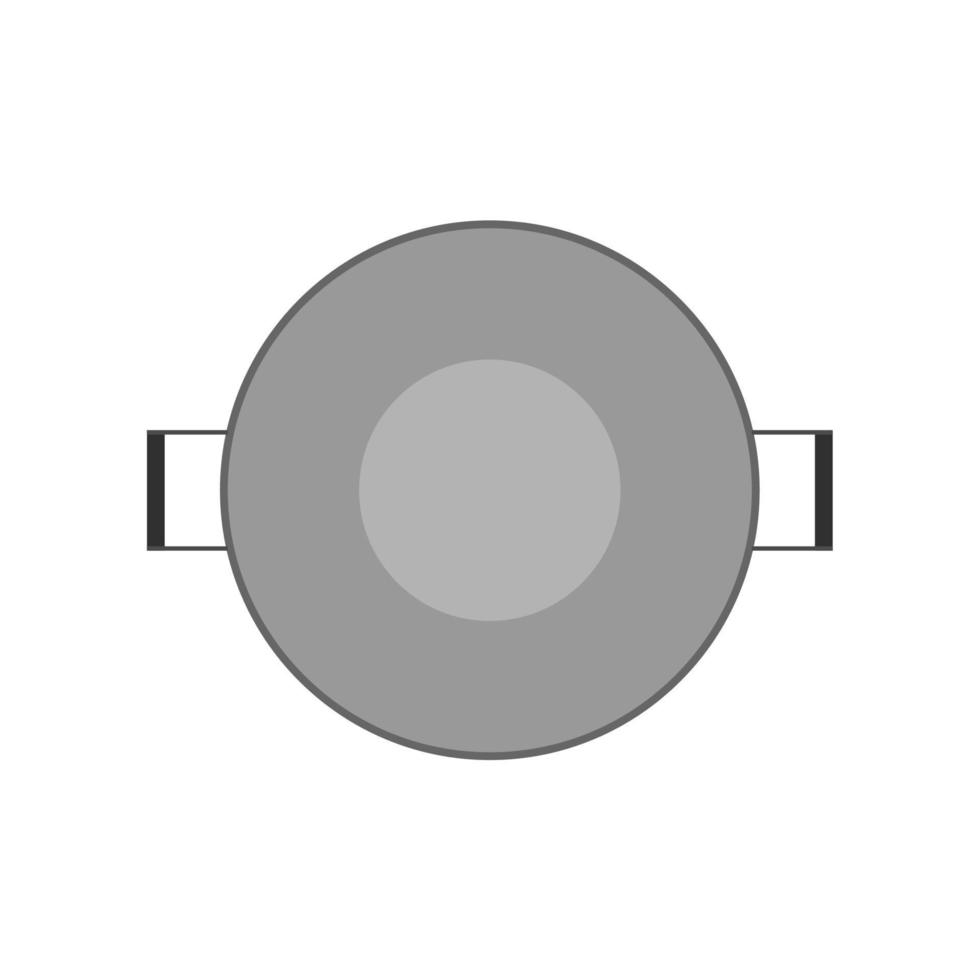 Pan above view dinner cuisine equipment object. Cooking flat tool stainless vector icon kitchen pot top