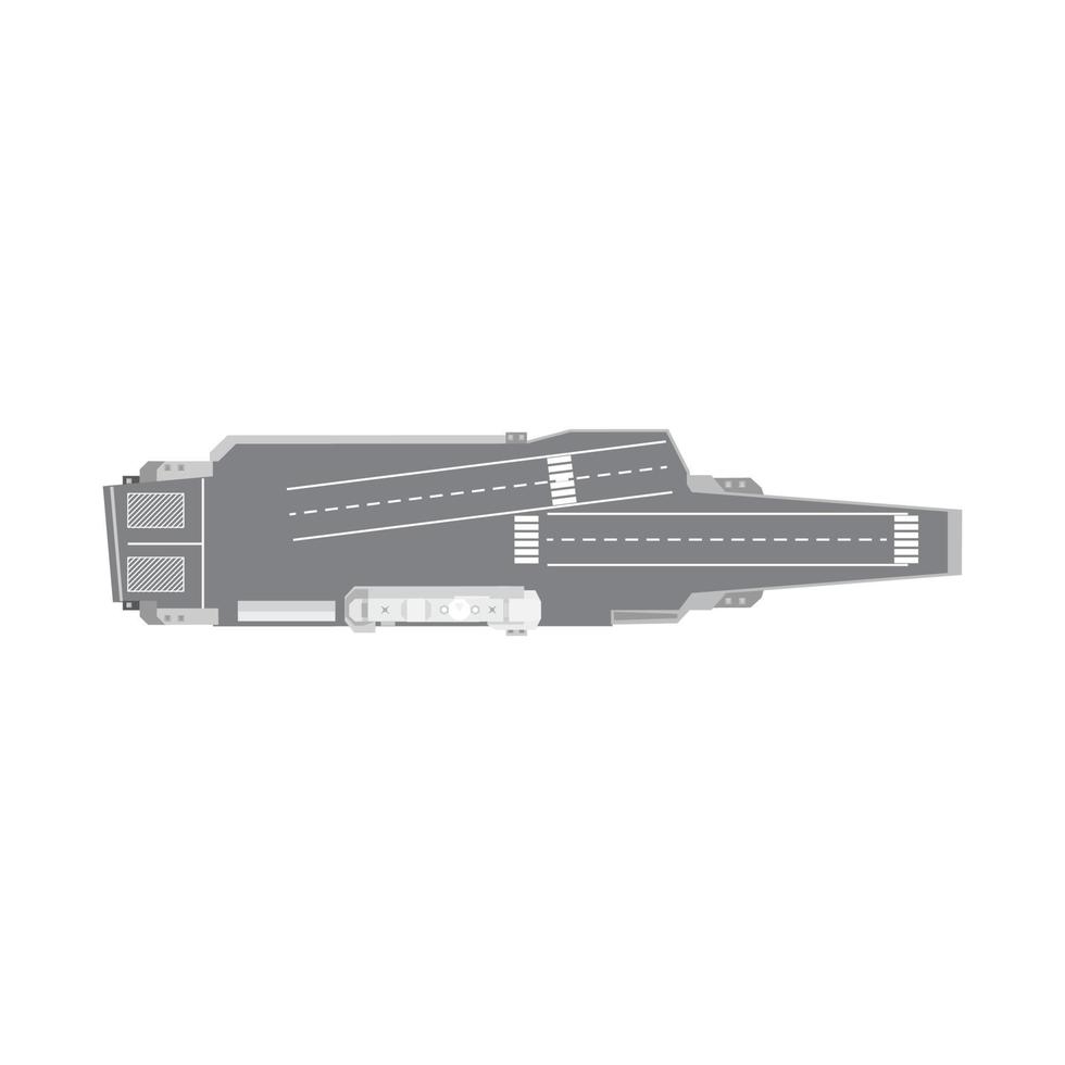 Aircraft carrier isolated white navy ship marine transport flat icon top view vector