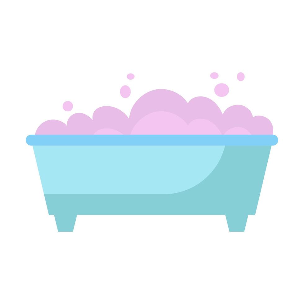 Bath with water and bubble vector illustration hygiene bathroom. Shower cartoon clean and bath isolated white. House symbol bathing and interior design icon. Indoor room washing furniture equipment