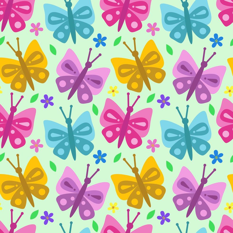 Seamless pattern of beautiful butterflies and flowers, repeating pattern.Ideal for holiday invitations, drawing, children's creativity, paper, fabric, textiles, gift wrapping, advertising, postcards. vector
