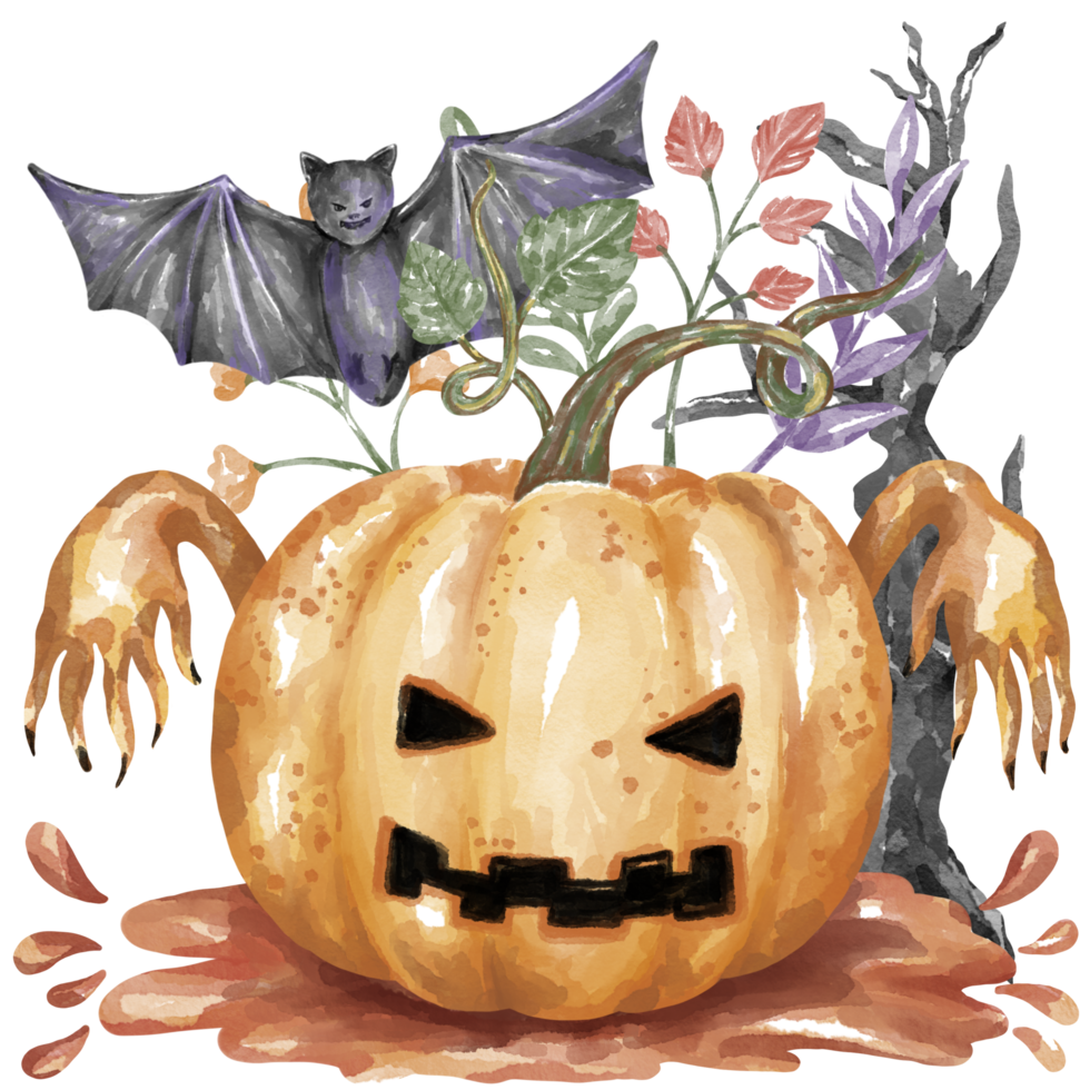 ilustración de colección de elementos de halloween diseñada con técnicas gráficas de acuarela perfectas para decoraciones temáticas de halloween, impresión digital, jardín de infantes, pegatinas, tarjetas, regalos y más. png