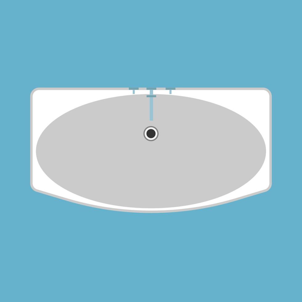 Sink top view equipment symbol domestic vector icon white. Contemporary silhouette ceramic basin