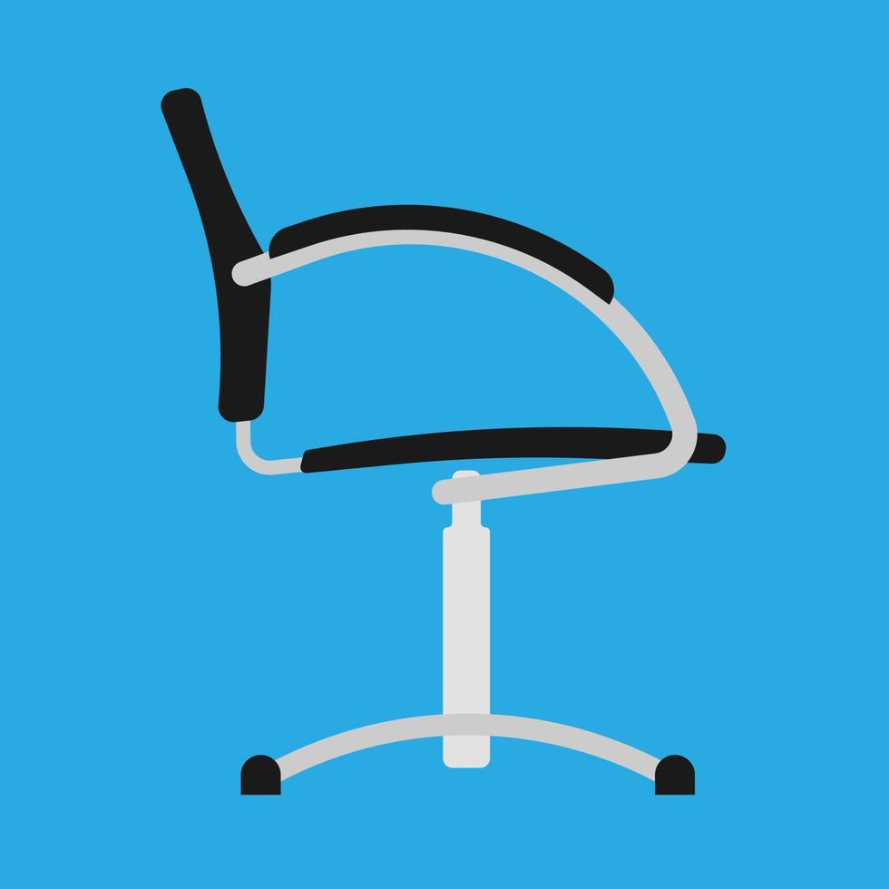 Office chair side view vector icon fruniture. Seat business interior element work job. Black flat ergonomic equipment