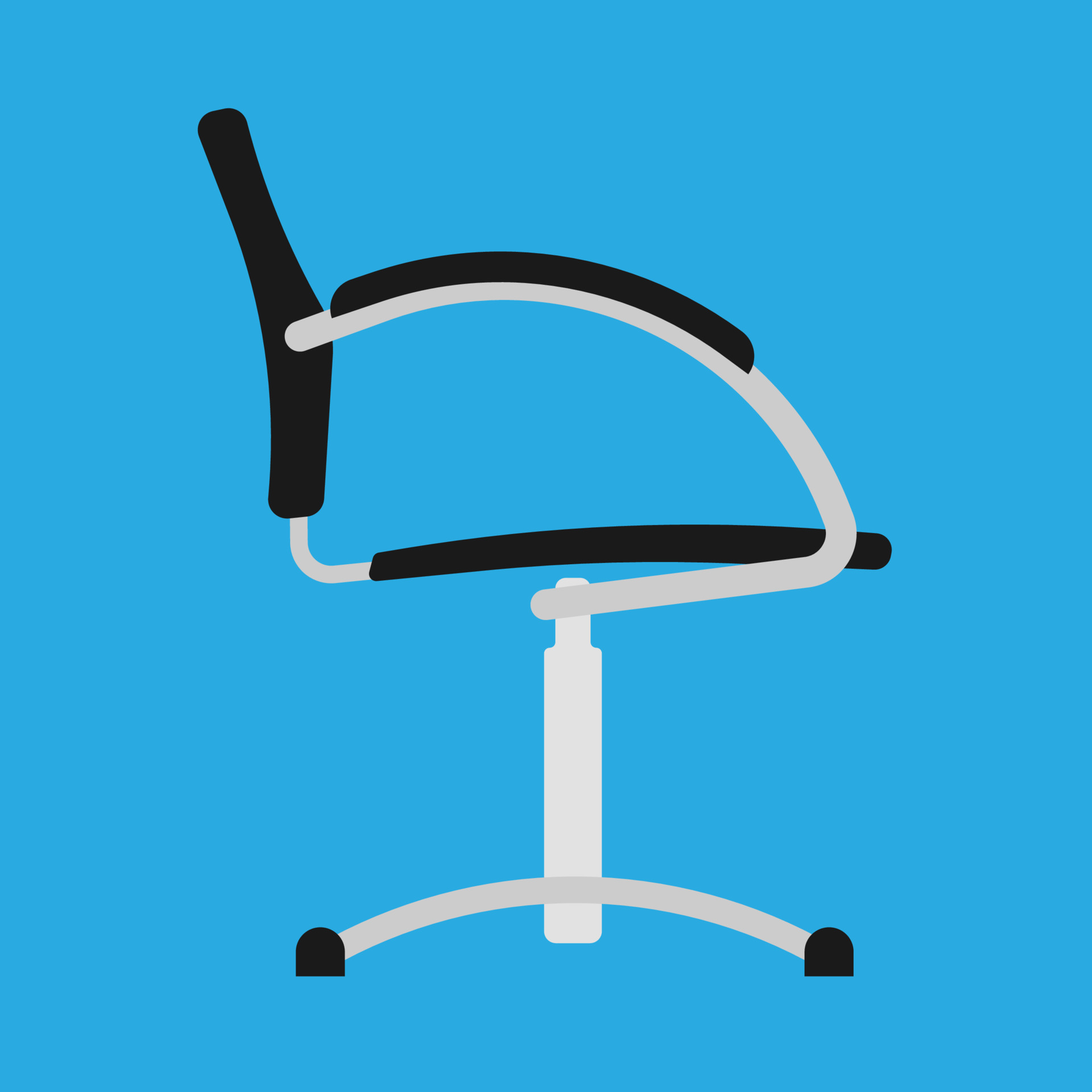 Office chair side view vector icon fruniture. Seat business interior