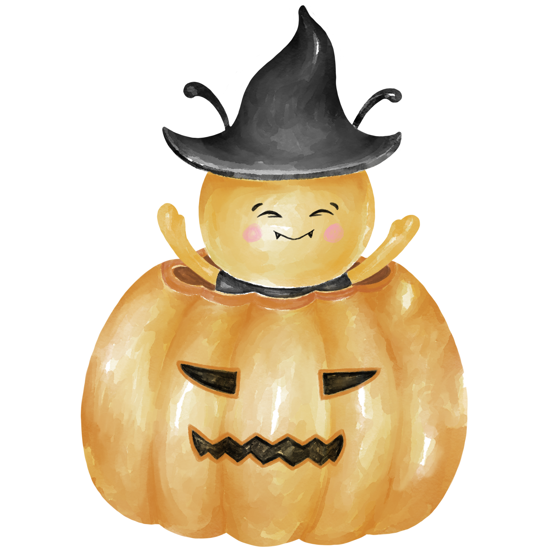 Halloween bee collection illustration Designed with watercolor graphics