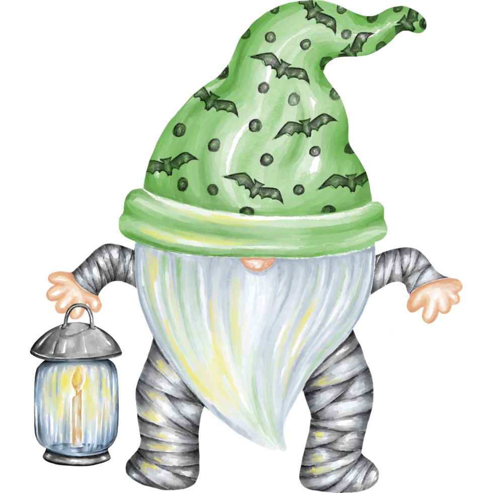 illustration de collection gnomes d'halloween conçus avec des techniques graphiques à l'aquarelle. parfait pour les décorations sur le thème d'Halloween, les cartes, les impressions numériques, l'art pour les enfants, la maternelle, les cadeaux et plus encore. png