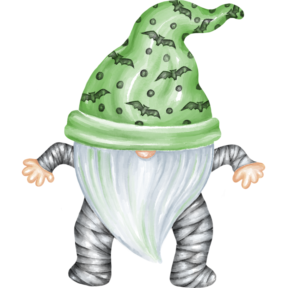 illustration de collection gnomes d'halloween conçus avec des techniques graphiques à l'aquarelle. parfait pour les décorations sur le thème d'Halloween, les cartes, les impressions numériques, l'art pour les enfants, la maternelle, les cadeaux et plus encore. png