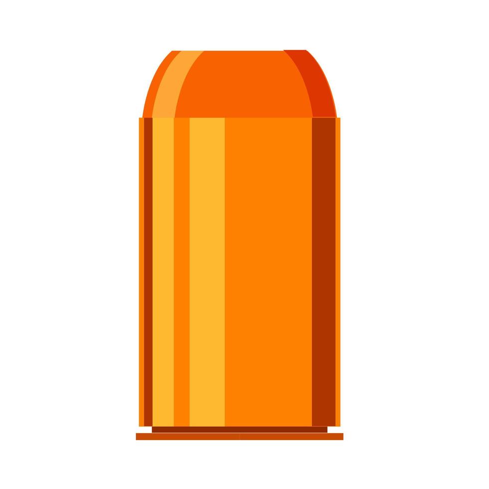 Bullet ammunition illustration object defense. Vector copper power ammo flat icon.