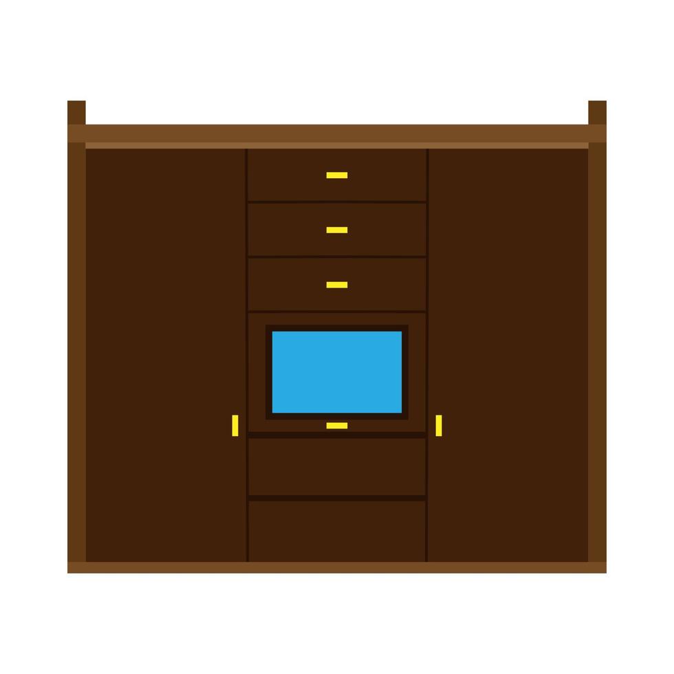 Wardrobe closet vector icon furniture interior clothes shelf illustration. Hanger room dress wooden cabinet bedroom