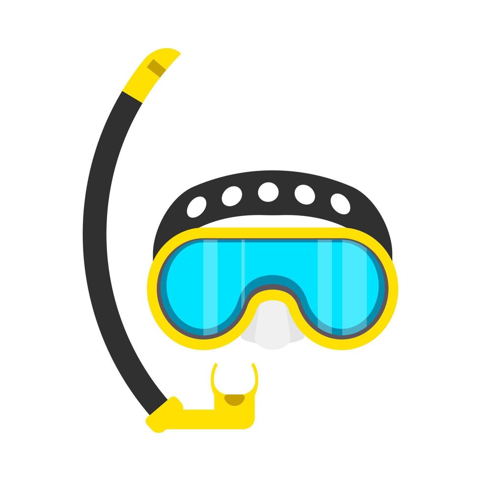 Diving mask yellow snorkeling leisure adventure symbol vector icon. Aquatic equipment water glasses goggles sport