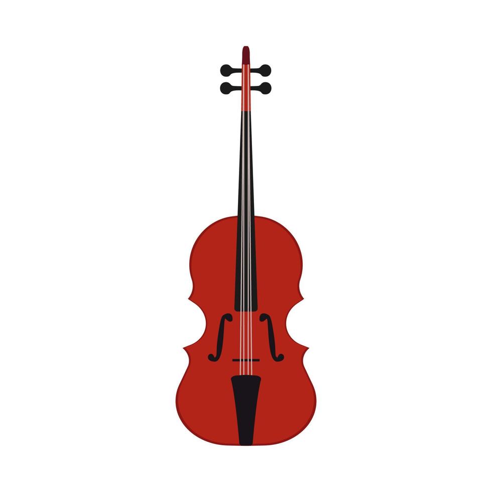 Music violin vector illustration instrument with string. Musical classical fiddle orchestra icon isolated white. Classic viola bow acoustic. Brown violin silhouette stringed wooden equipment image