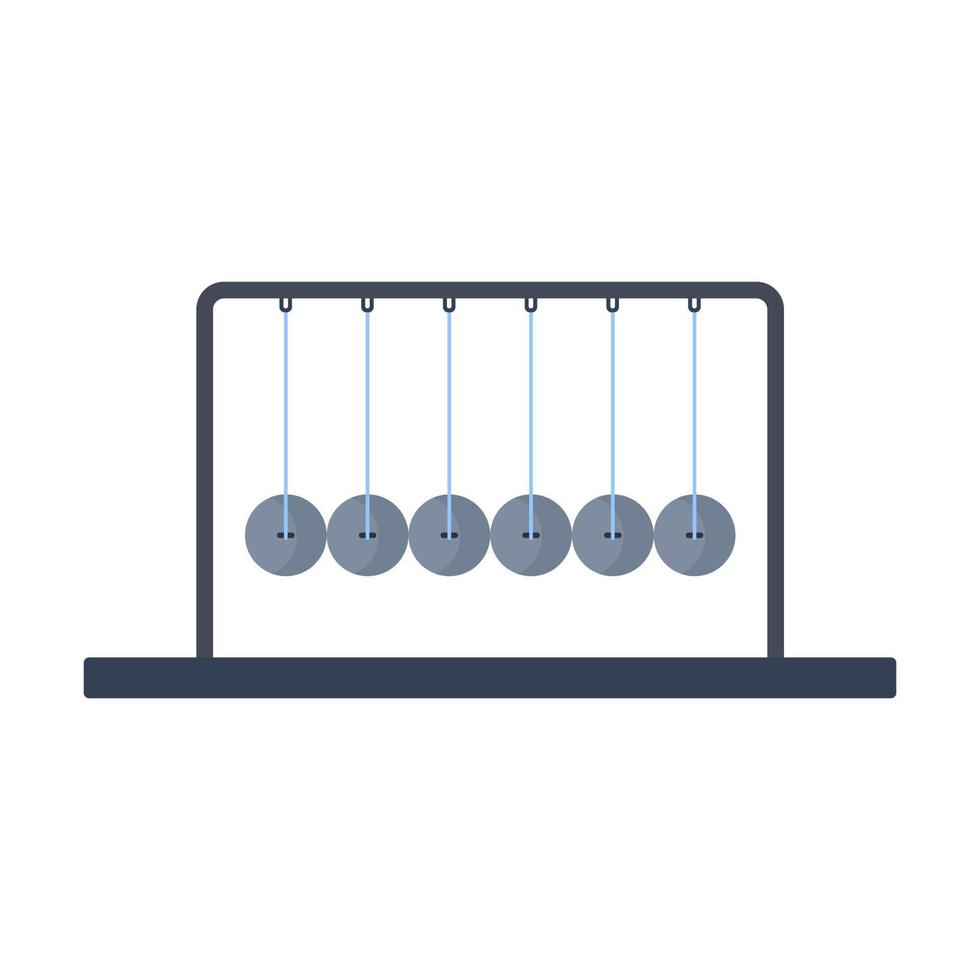 Newton cradle ball balance vector icon. Pendulum motion physics sphere action gravity. Flat education pictogram