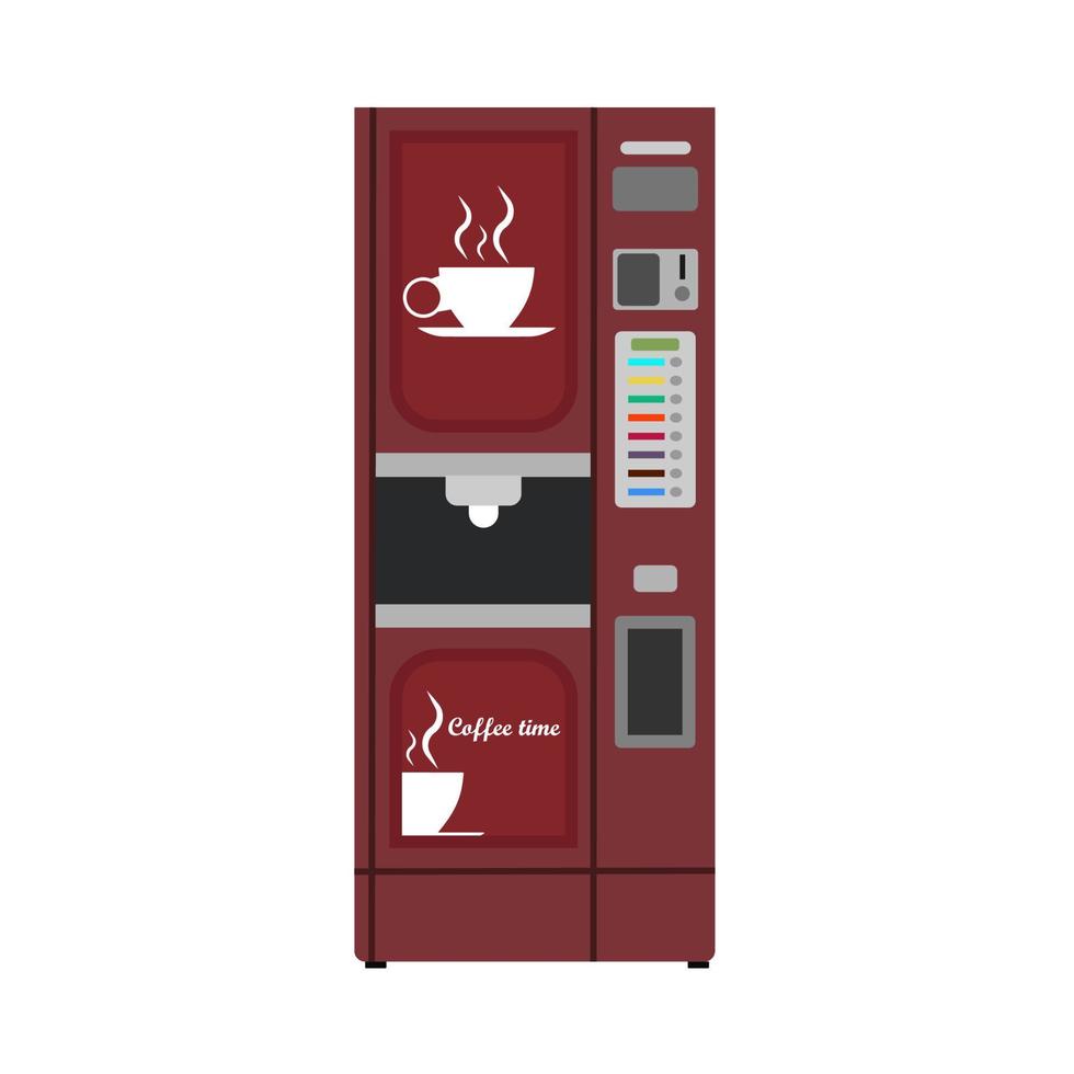 bebida de negocio de icono de vector de café de máquina expendedora. comprar alimentos dispensador automatico de bebidas. servicio publico vender snack