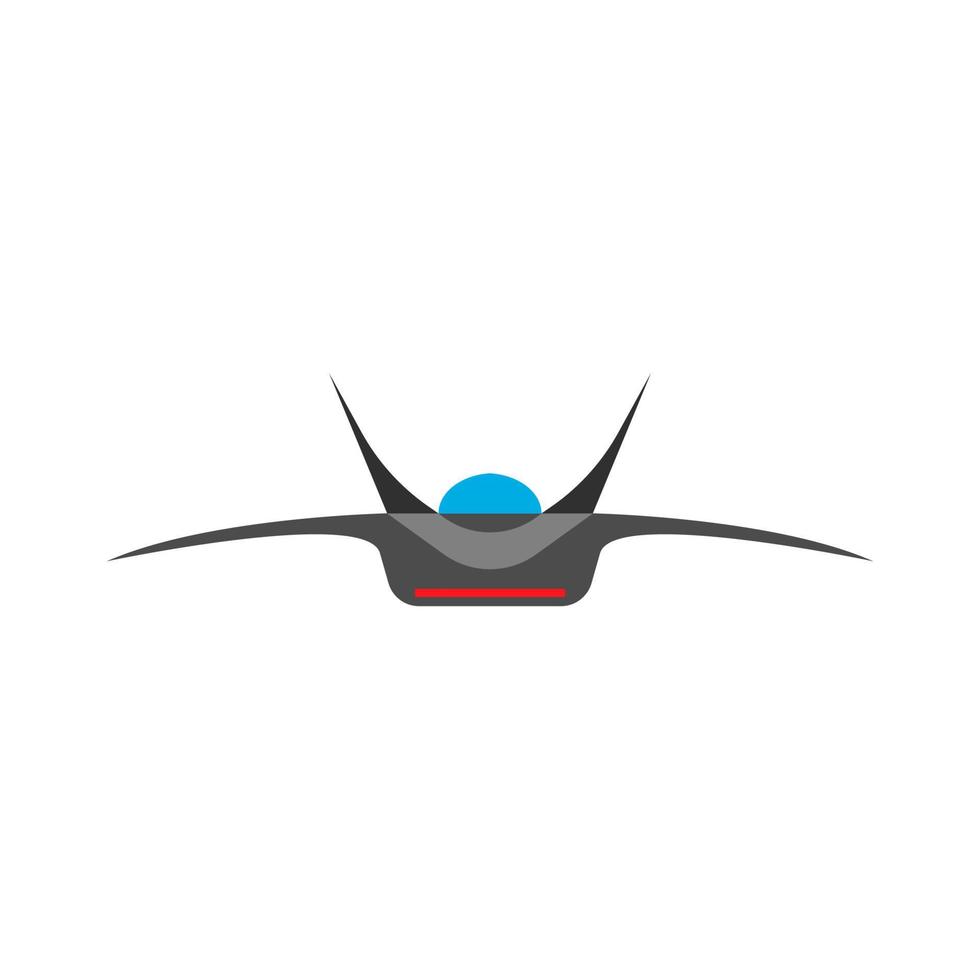 Icono de vector plano de vista frontal de luchador espacial. avión de tecnología de combate aeroespacial de transporte de vuelo.