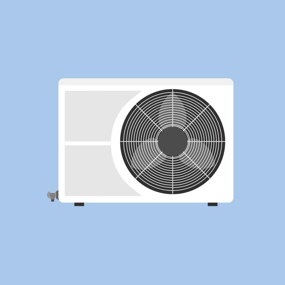 Compresor de ventilación de aire de tecnología de unidad de condición aislado en icono plano blanco vector