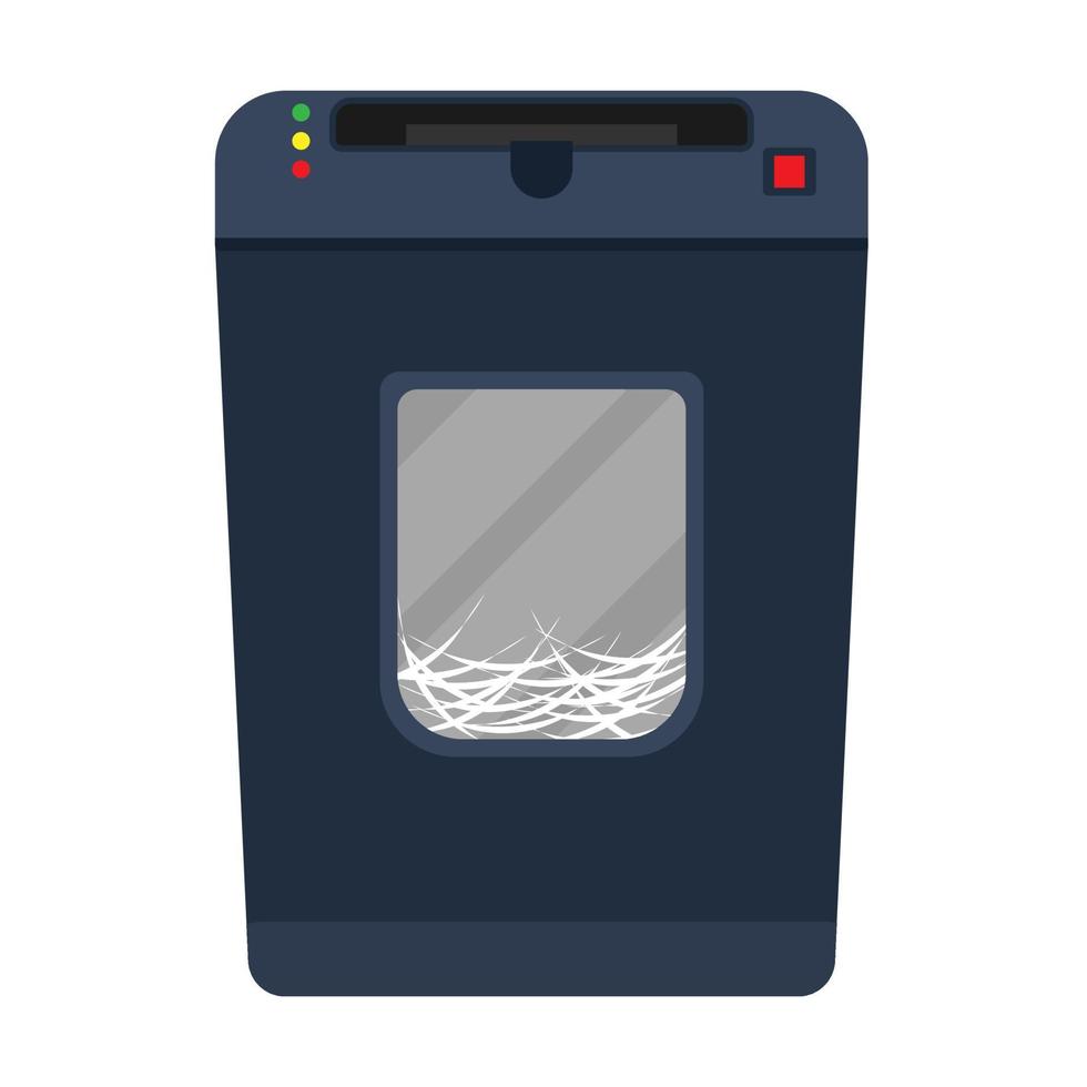 Shredder paper machine vector flat document destroy. Confidential business office secret. Paperwork  garbage equipment file