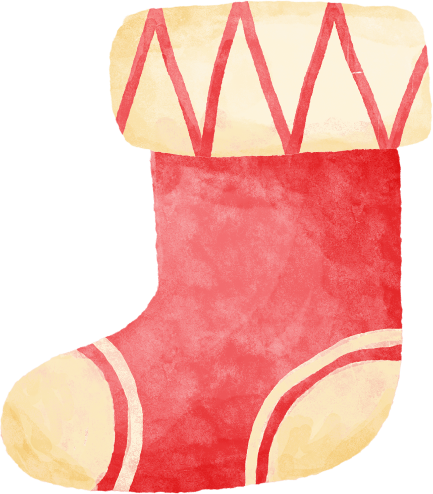 Watercolor Christmas sock for decoration. png