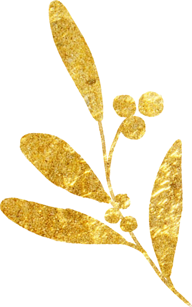 Gold Christmas leaves foliage for decorate. png
