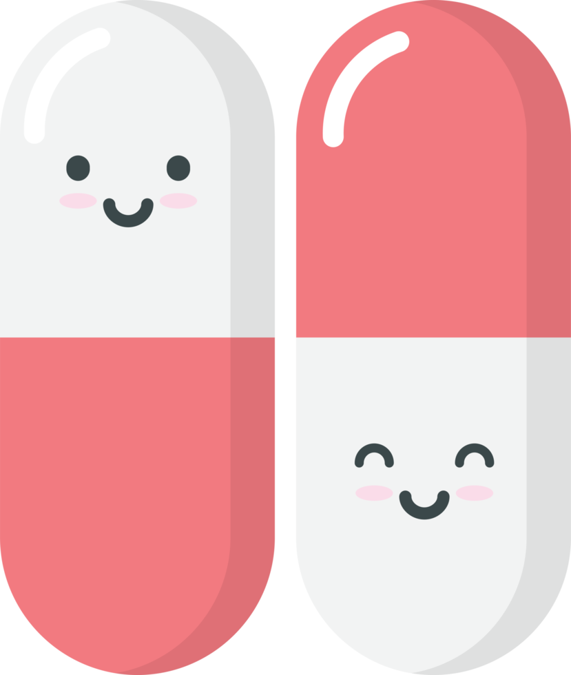 Cute happy pill cartoon character png