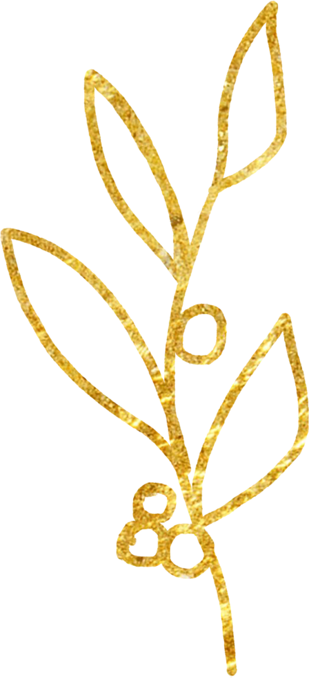 Gold Christmas leaves foliage for decorate. png