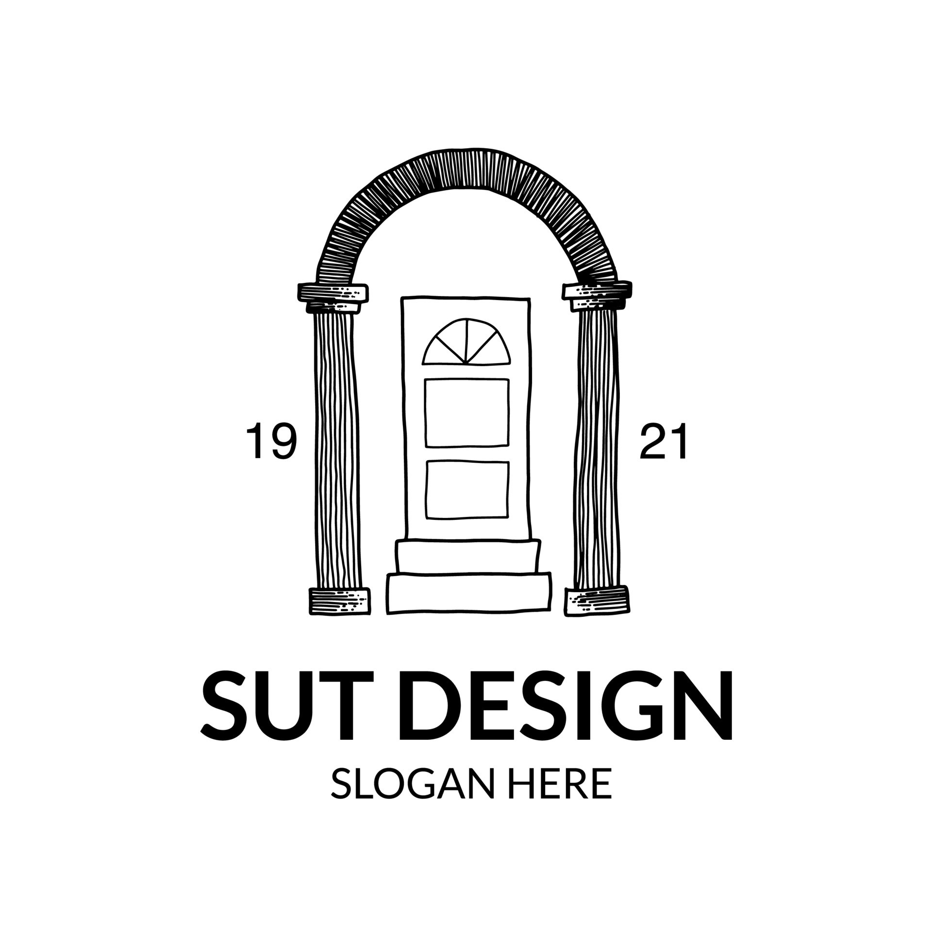 rich gates and doors with line art logo design style 10883390 Vector